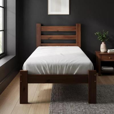 Cama Solteiro Com Colchão Madeira Maciça Reforçada Castanho