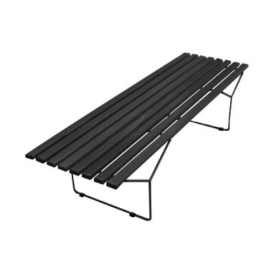 Banco Bertoia Ripado Em Madeira Ebanizada Preta Base Preta