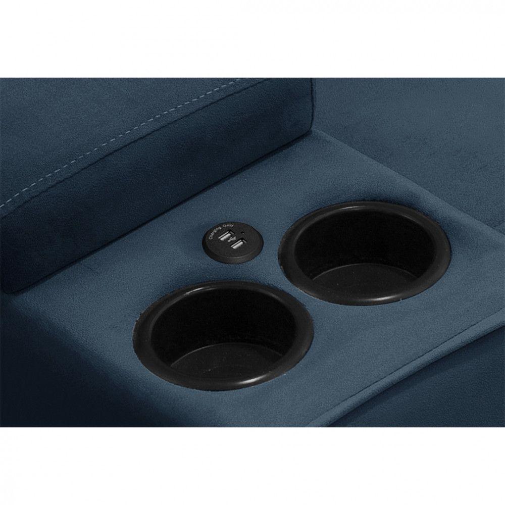 Sofá Ferguile Genebra 3 Lugares Com Porta Copo E Usb Azul - 2