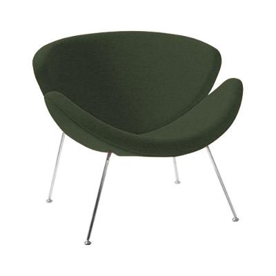 Poltrona Design Trevo Linho Verde Base Inox