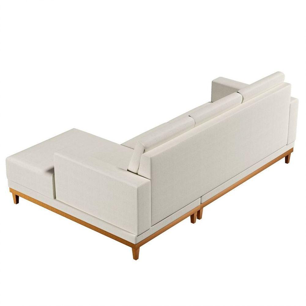 Sofá Kayrós 200cm 3 Lugares Com Chaise Esquerdo D05 Linho Cru - 5