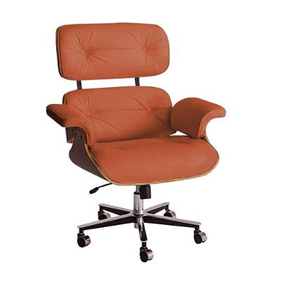Poltrona Charles Eames Office Exec Couro Natural Caramelo