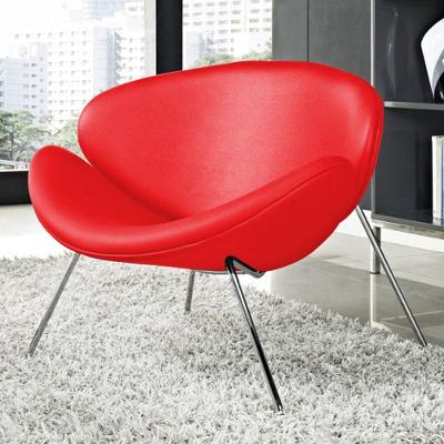 Poltrona Trevo Couro Sintético Vermelho Base Inox