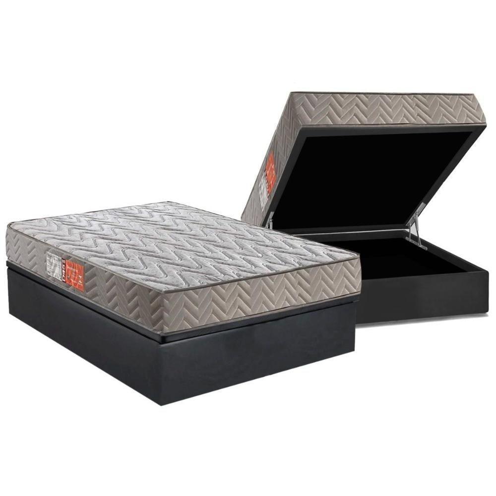 Cama Box Baú Casal: Colchão Espuma D45 Paropas Pasquale + Base CRC Suede Gray(138x188) - 1