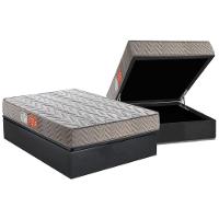 Cama Box Baú Casal: Colchão Espuma D45 Paropas Pasquale + Base CRC Suede Gray(138x188) - 1