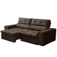 Sofá Retrátil Reclinável 3 Lugares 220Cm Blanches F05 Veludo Marrom - 3