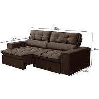 Sofá Retrátil Reclinável 3 Lugares 220Cm Blanches F05 Veludo Marrom