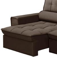 Sofá Retrátil Reclinável 3 Lugares 220Cm Blanches F05 Veludo Marrom - 5