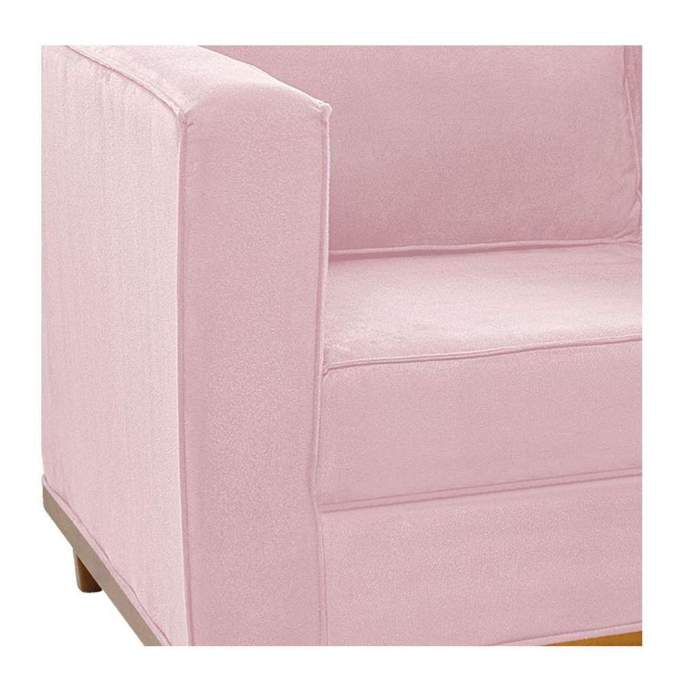 Sofá 2 Lugares Europa Suede Rosa Bebê - 2