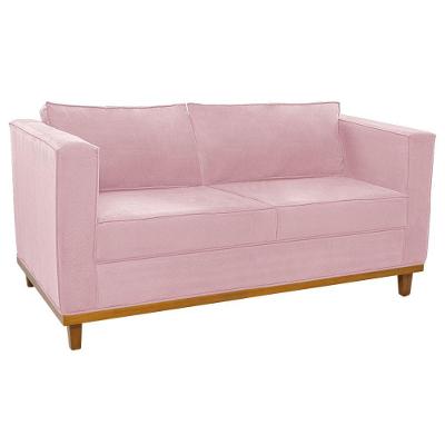 Sofá 2 Lugares Europa Suede Rosa Bebê