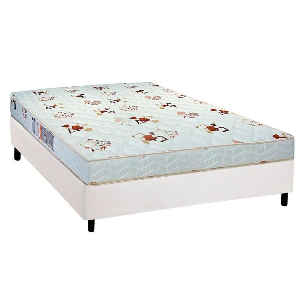 Cama Box Casal: Colchão Espuma Luckspuma Roland Garros Pro + Base CRC Courano White(138x188) - 1