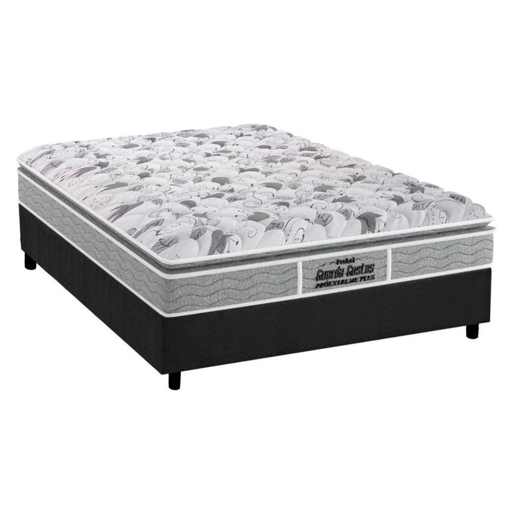 Cama Box Casal: Colchão Anatômico Probel D45/EP Firmepedic Guarda Costas Próextreme Plus + Base CRC Suede Gray(138x188) - 1