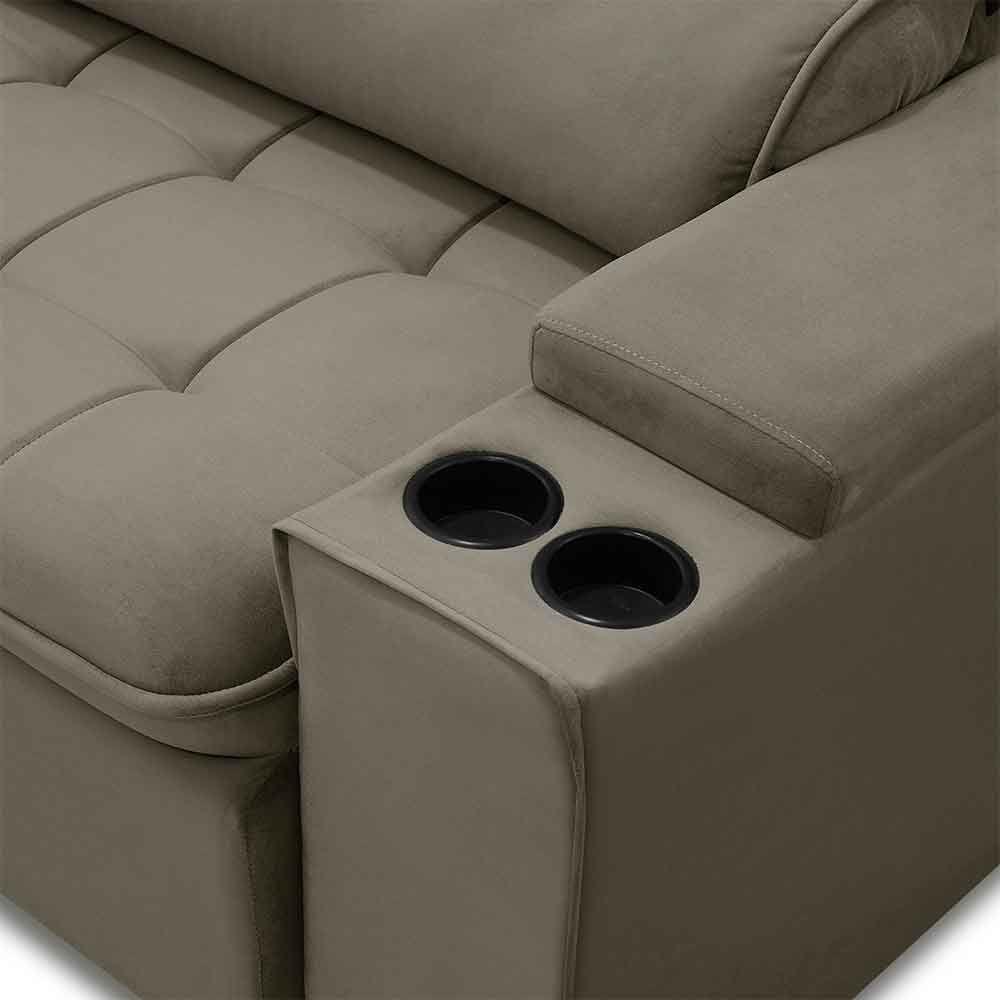 Sofá Retrátil Reclinável 3 Lugares 250Cm Ginevra F05 Veludo Castor - 4