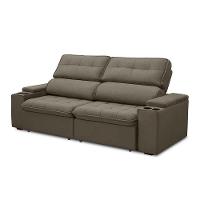 Sofá Retrátil Reclinável 3 Lugares 250Cm Ginevra F05 Veludo Castor - 1