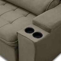 Sofá Retrátil Reclinável 3 Lugares 250Cm Ginevra F05 Veludo Castor