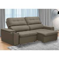 Sofá Retrátil Reclinável 3 Lugares 250Cm Ginevra F05 Veludo Castor - 5