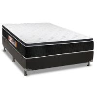 Cama Box Casal: Colchão Espuma Castor D33 Black e White + Base CRC Suede Black(138x188) - 1