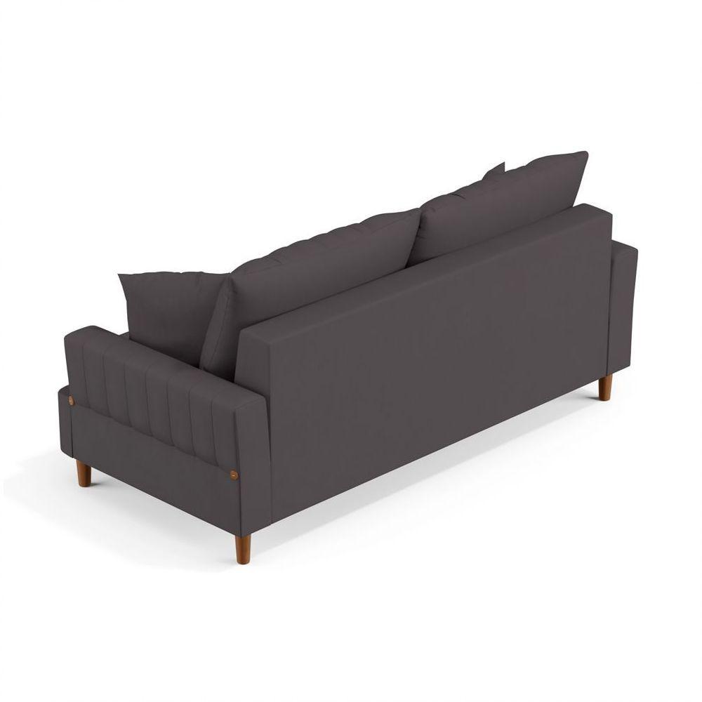 Sofá 3 Lugares 180Cm Com Almofadas Veras D05 Suede Cinza - Mpozenato - 3