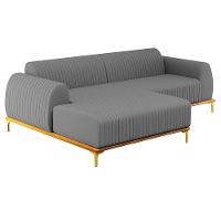 Sofá 265Cm 4 Lugares Com Chaise Esquerdo Pés Gold Molino C-416 Linho Cinza Escuro - Domi - 1
