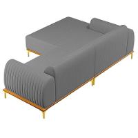 Sofá 265Cm 4 Lugares Com Chaise Esquerdo Pés Gold Molino C-416 Linho Cinza Escuro - Domi - 3