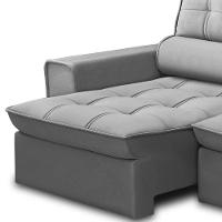Sofá Retrátil Reclinável 3 Lugares 220Cm Blanches F05 Veludo Prata - 3