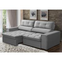 Sofá Retrátil Reclinável 3 Lugares 220Cm Blanches F05 Veludo Prata