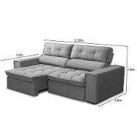 Sofá Retrátil Reclinável 3 Lugares 220Cm Blanches F05 Veludo Prata - 5