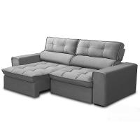 Sofá Retrátil Reclinável 3 Lugares 220Cm Blanches F05 Veludo Prata - 8