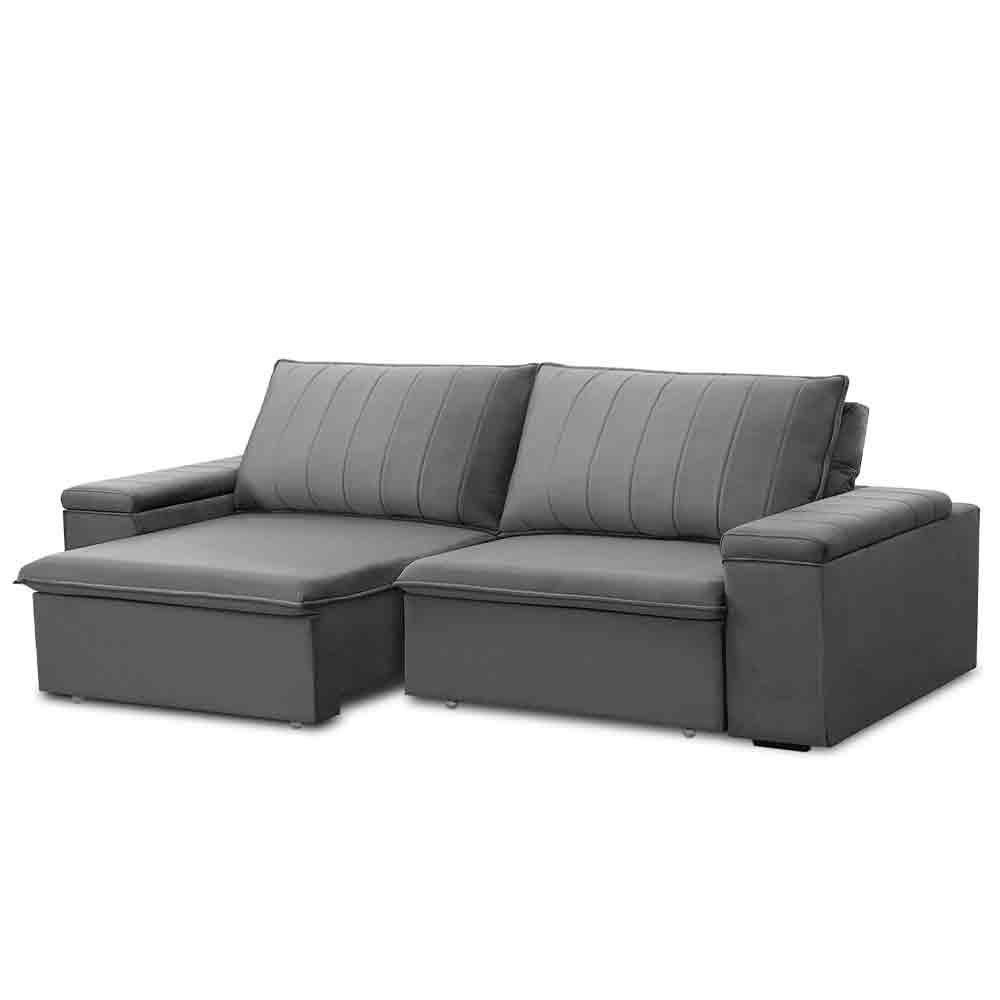 Sofá Retrátil Reclinável 3 Lugares 225Cm Baluart F05 Veludo Prata - 2