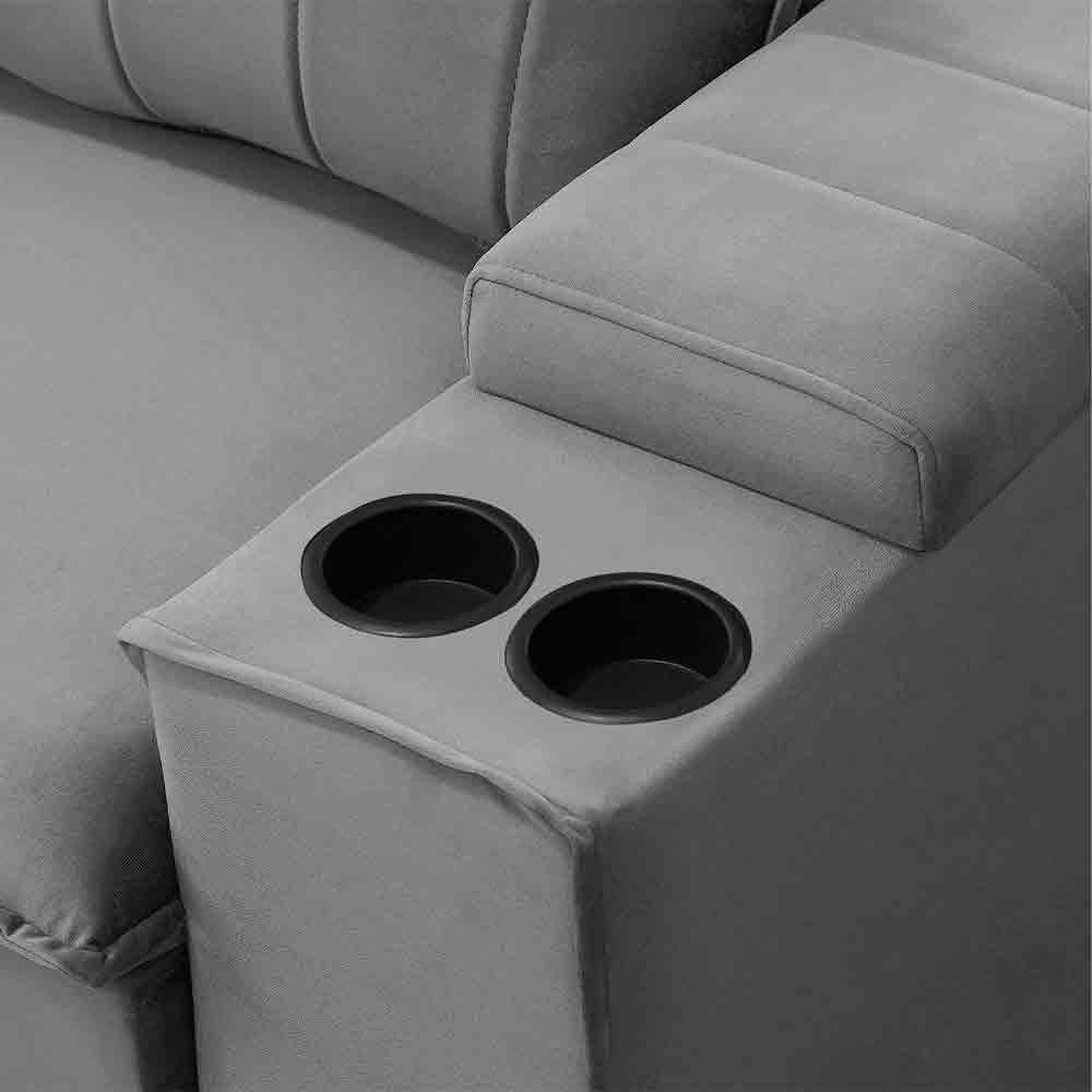 Sofá Retrátil Reclinável 3 Lugares 225Cm Baluart F05 Veludo Prata - 3