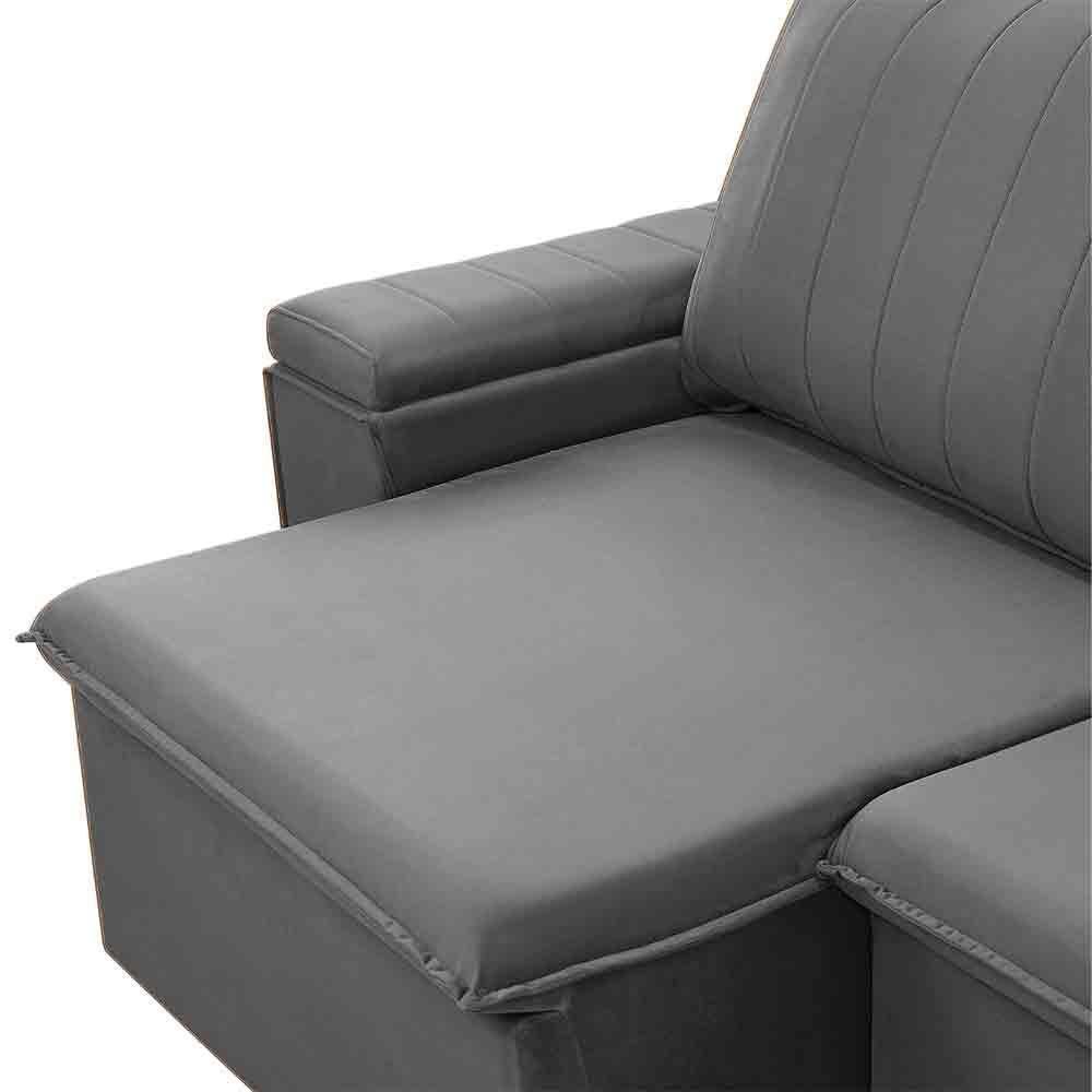 Sofá Retrátil Reclinável 3 Lugares 225Cm Baluart F05 Veludo Prata - 5