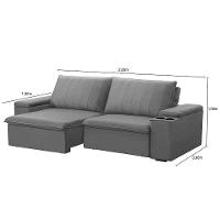 Sofá Retrátil Reclinável 3 Lugares 225Cm Baluart F05 Veludo Prata