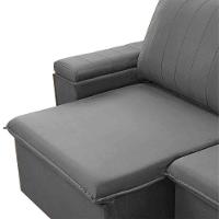 Sofá Retrátil Reclinável 3 Lugares 225Cm Baluart F05 Veludo Prata - 5