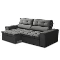 Sofá Retrátil Reclinável 3 Lugares 240Cm Blanches F05 Veludo Grafite - 1