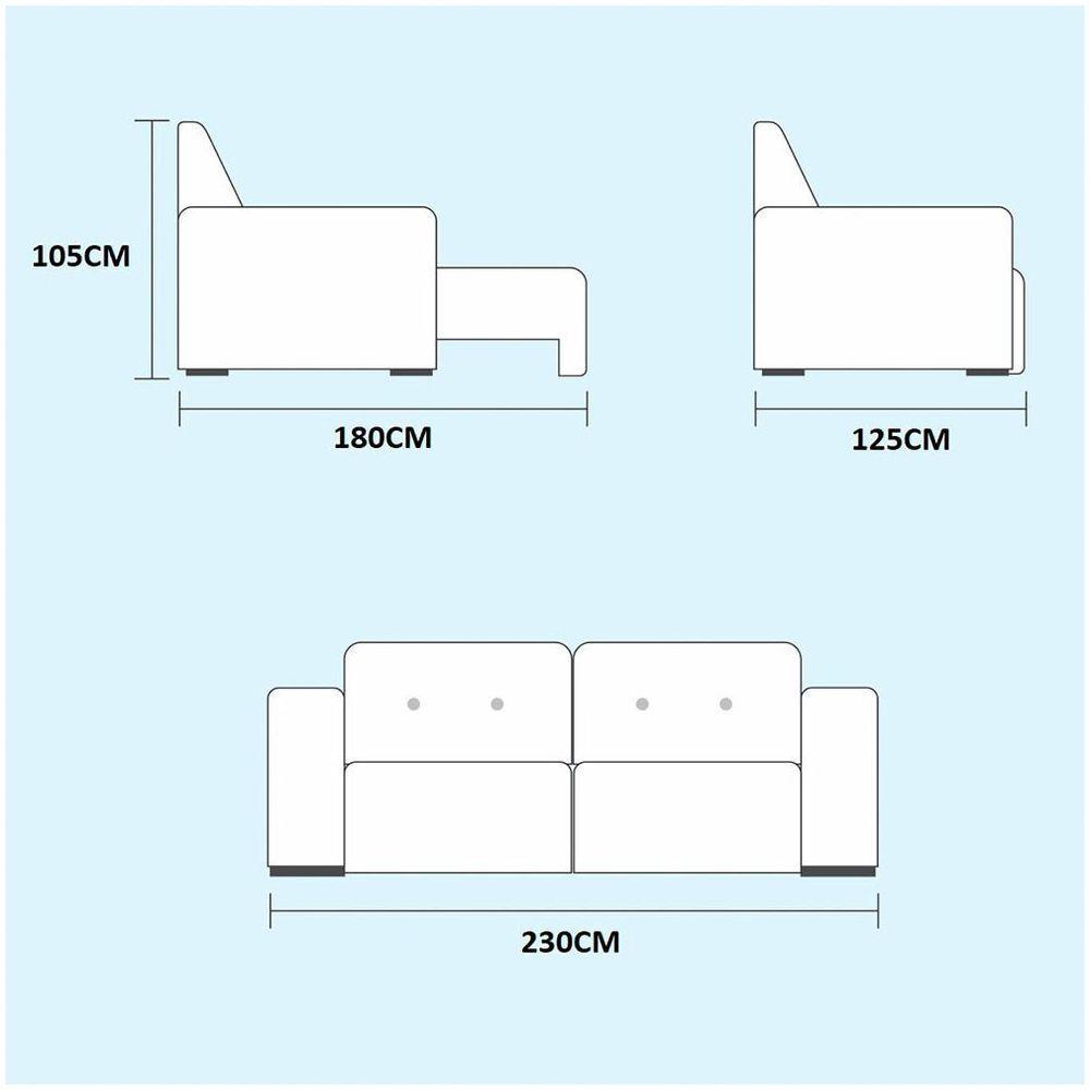 Sofá 3 Lugares Retrátil Venus 2.30m Veludo Prata Móveis Mix Prata - 2