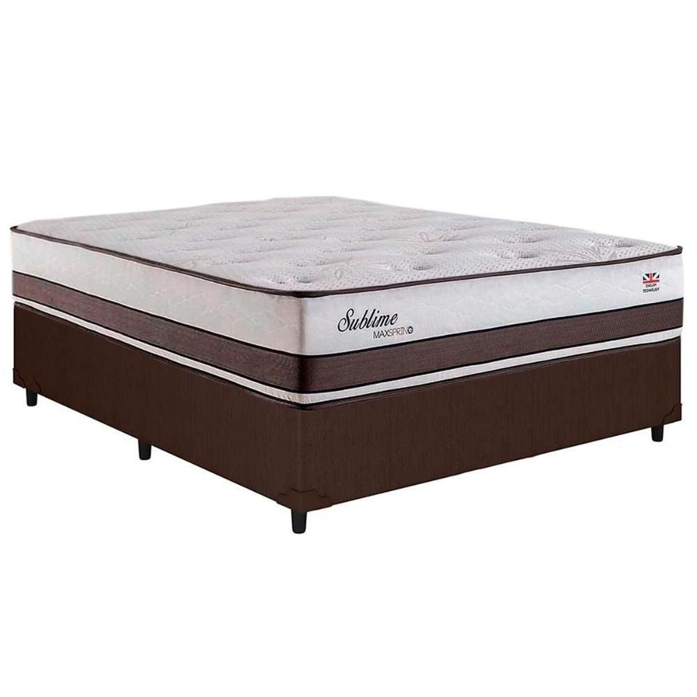 Cama Box Casal: Colchão Molas Herval Maxspring Sublime + Base Crc Courano Brown(138X188) - 1