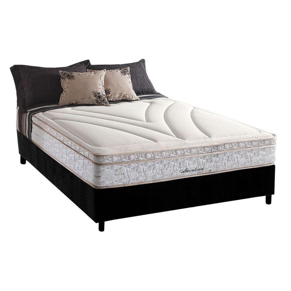 Cama Box Casal: Colchão Molas Herval Maxspring American + Base CRC Suede Black(138x188) - 1