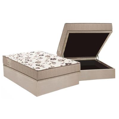 Cama Box Baú Casal Kit Colchão Physical Espuma D28 Suede Bege