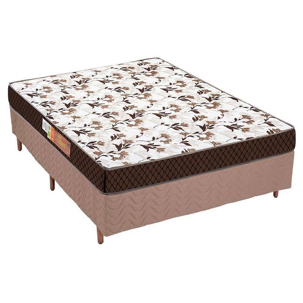 Cama Box Casal: Colchão Espuma Polar D28 Pérola + Base CRC Rústico Clean(138x188) - 1