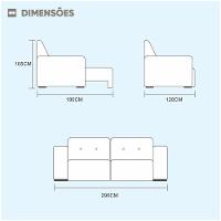 Sofá 5 Lugares Retrátil 2,90m Fusion Veludo Marrom Havana - Móveis Mix Marrom Burgues - 2