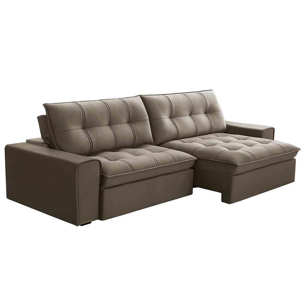 Sofá Retrátil Reclinável 3 Lugares 250Cm Argon F05 Veludo Castor - 1