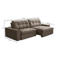 Sofá Retrátil Reclinável 3 Lugares 250Cm Argon F05 Veludo Castor - 2