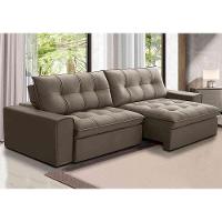 Sofá Retrátil Reclinável 3 Lugares 250Cm Argon F05 Veludo Castor - 4