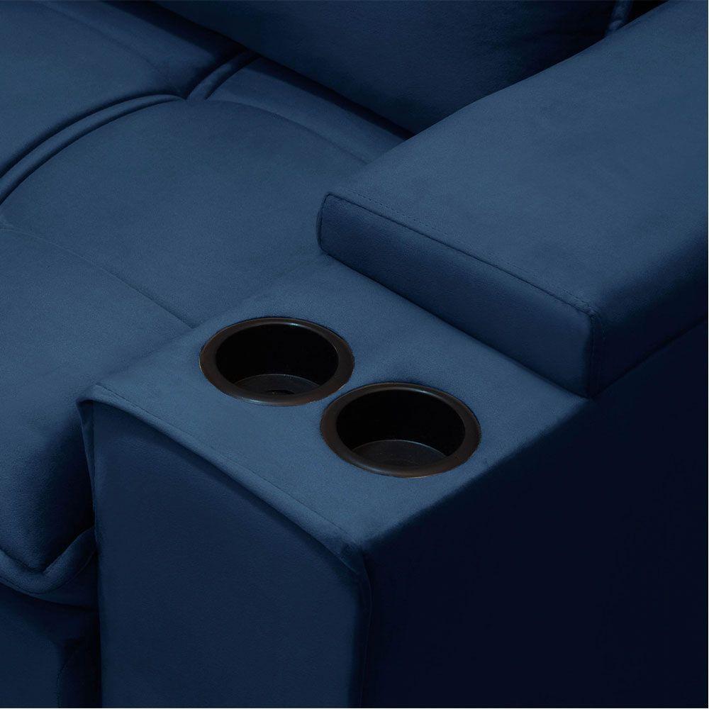 Sofá Retrátil Reclinável 3 Lugares 250Cm Moritz F05 Veludo Azul - 3