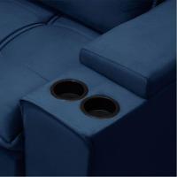 Sofá Retrátil Reclinável 3 Lugares 250Cm Moritz F05 Veludo Azul - 6