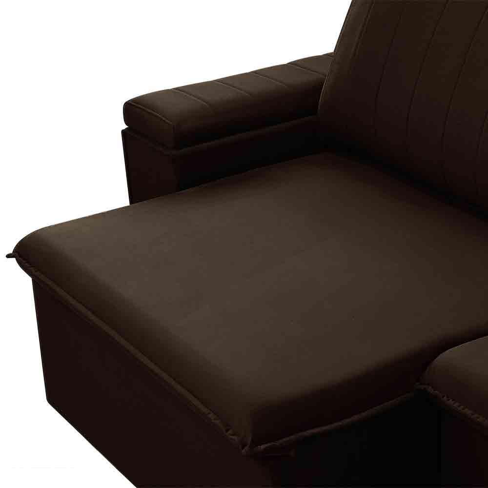 Sofá Retrátil Reclinável 3 Lugares 245Cm Baluart F05 Veludo Marrom - 5