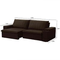 Sofá Retrátil Reclinável 3 Lugares 245Cm Baluart F05 Veludo Marrom