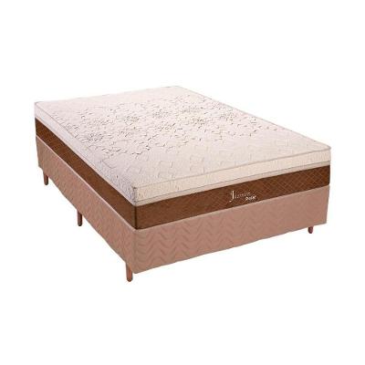 Cama Box Casal: Colchão Molas MasterPocket Ensacadas Polar   Jasmim + Base CRC Rústico Bege(138x188)
