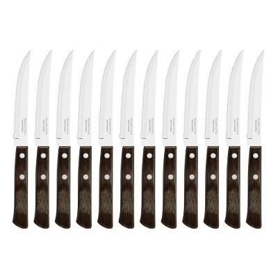 Kit 12 Facas De Churrasco Tramontina Polywood Inox Cabo Castanho
