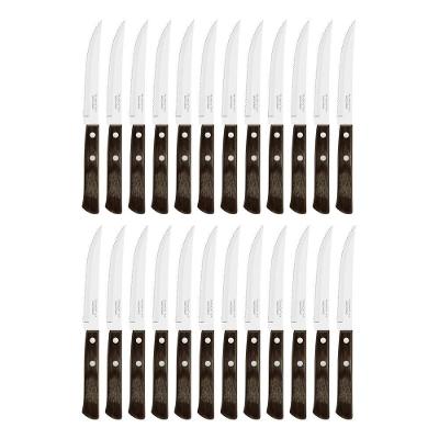Kit 24 Facas De Churrasco Tramontina Polywood Inox Cabo Castanho